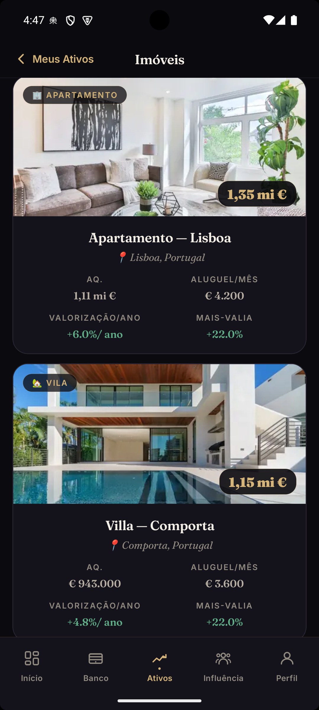 Imóveis simulados